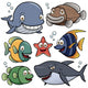 Vector illustration of Sea Animals Collection Wall Decal