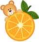 Teddy bear eating orange slice Wall Decal
