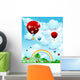 Fantasy landscape with hot air balloon Wall Mural