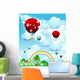 Fantasy landscape with hot air balloon Wall Mural