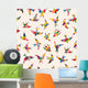 Tessellated Spring birds Wall Mural