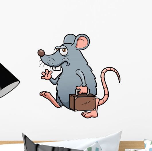 Vector Illustration of Cartoon Rat Get out Wall Decal