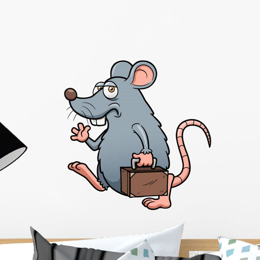 Vector Illustration of Cartoon Rat Get out Wall Decal