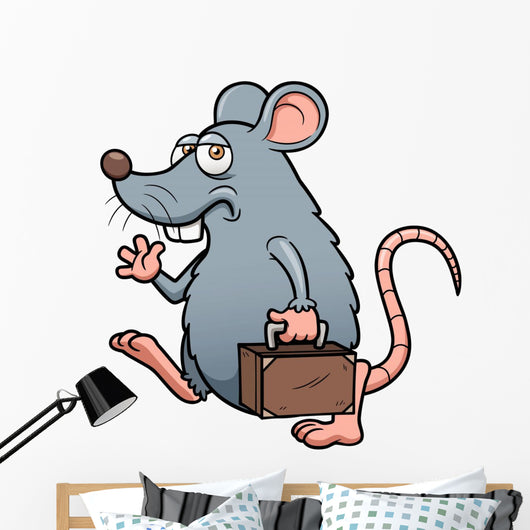 Vector Illustration of Cartoon Rat Get out Wall Decal