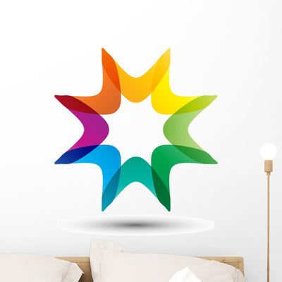 Sharp Star Rainbow Wall Decal shown on a wall
