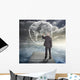 Elegant Businessman Drawing Planet Wall Decal