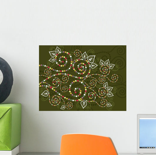 bohemian ethnic floral curves abstract Wall Mural