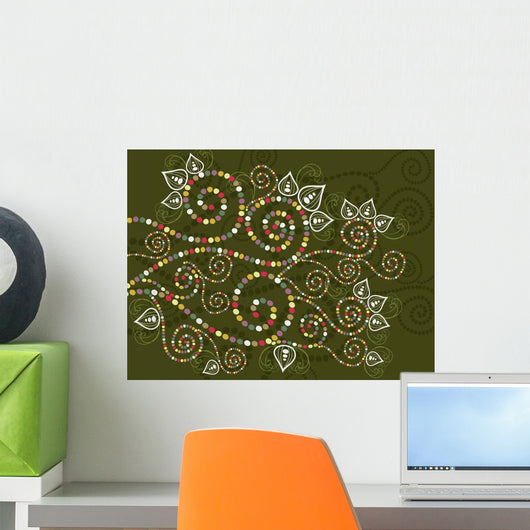 bohemian ethnic floral curves abstract Wall Mural