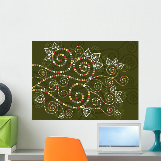 bohemian ethnic floral curves abstract Wall Mural