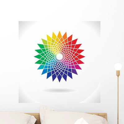 Circle Colorful Elements Wall Decal shown on a wall