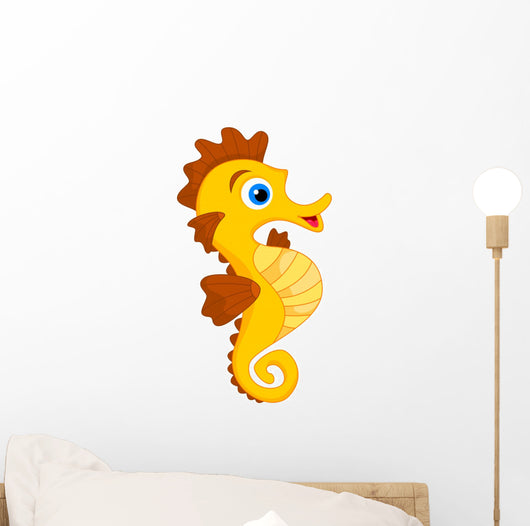 Cute Seahorse Cartoon Wall Decal