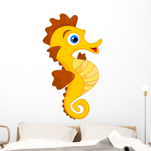 Cute Seahorse Cartoon Wall Decal