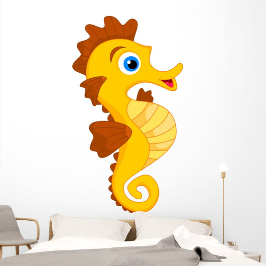 Cute Seahorse Cartoon Wall Decal