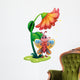 A butterfly waving below the giant flower Wall Decal