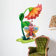 A butterfly waving below the giant flower Wall Decal