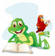A frog and a bird reading Wall Decal