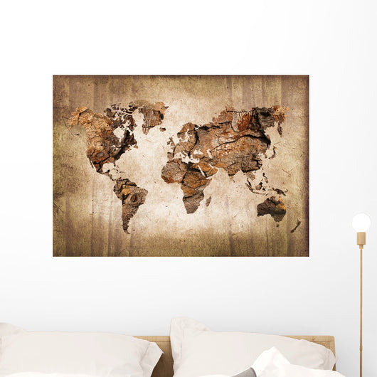 Map Wood World Vintage
