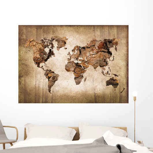 Map Wood World Vintage
