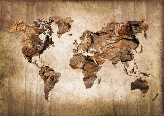 Map Wood World Vintage
