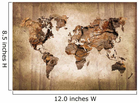 Map Wood World Vintage