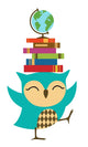 Owl With Stack of Books Wall Decal