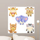 cute animals set Wall Decal