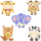 cute animals set Wall Decal