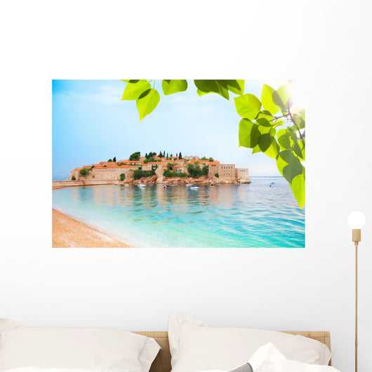 Sveti Stefan from Beach Wall Mural