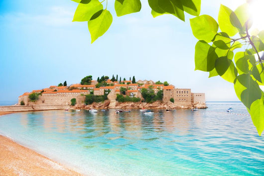 Sveti Stefan from Beach Wall Mural