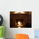 Fireplace With Burning Logs and Candles Wall Mural