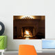 Fireplace With Burning Logs and Candles Wall Mural