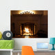 Fireplace With Burning Logs and Candles Wall Mural