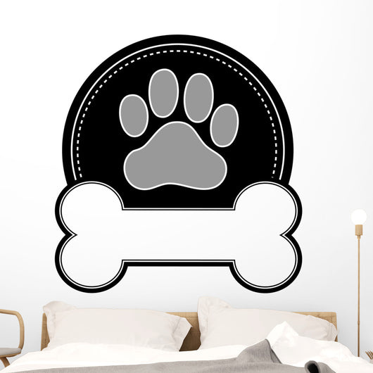 Dog Bone and Paw Wall Decal