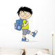 Child going to school with his backpack Wall Decal
