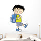 Child going to school with his backpack Wall Decal
