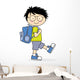 Child going to school with his backpack Wall Decal