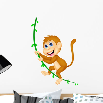 Cute Monkey Swinging shown on a wall
