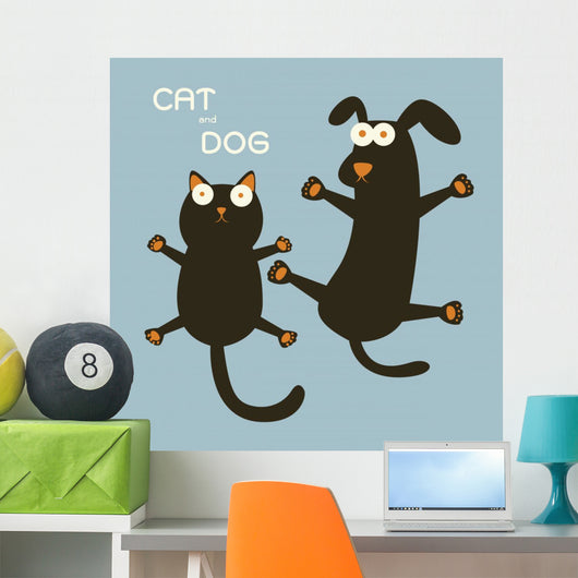 Cat and Dog Wall Decal