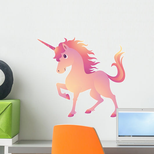 Colorful Pink Cartoon Unicorn Wall Decal