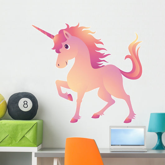 Colorful Pink Cartoon Unicorn Wall Decal