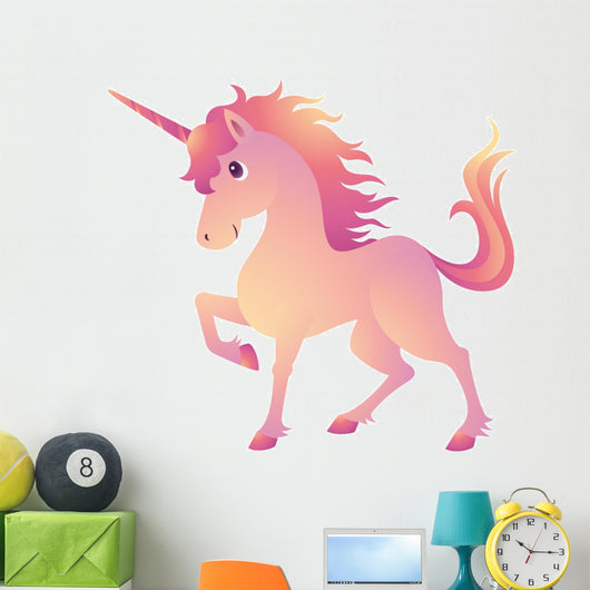 Colorful Pink Cartoon Unicorn Wall Decal