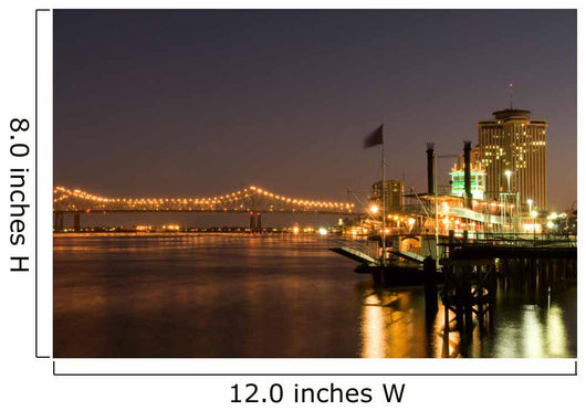 Hotels and bridge over Mississippi river at dusk, New Orleans Wall Mural