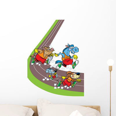 Animals Treadmill Wall Decal shown on a wall