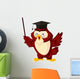 Cartoon Pointing Wise Owl Wall Decal