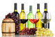 Assortment of wine in glasses and bottles isolated on white Wall Mural