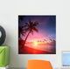 Beach With Palm Trees Wall Mural
