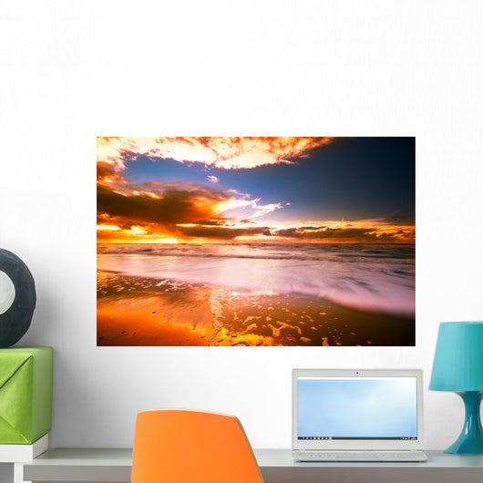 Sunset and Waves Wall Mural