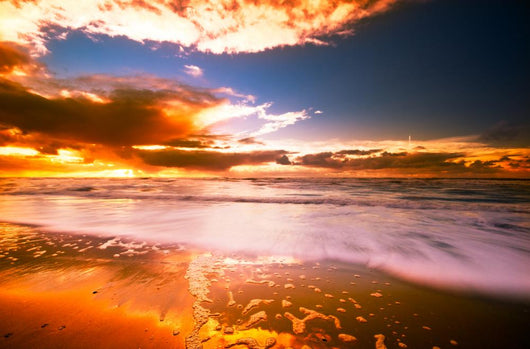 Sunset and Waves Wall Mural