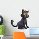 Cute Halloween Witches Cat Cartoon Wall Decal