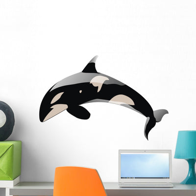 Orca Killer Whale Wall Decal shown on a wall